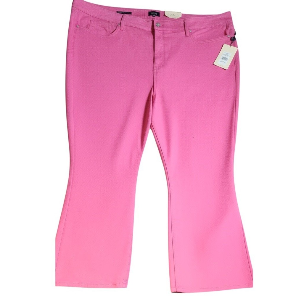 NYDJ‎ Ellison High Rise Straight Ankle Jeans Pink Rose 26W NWT Plus Size Stretch